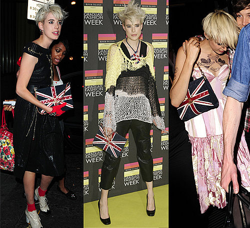 Agyness Loves her Union Jack Chanel Clutch