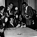 1957: 21-year-old Yves Saint Laurent at a press conference, shortly after being announced as the new chief designer of Christian