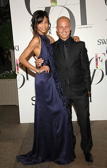 Chanel Iman in Carolina Herrera and Calvin Klein menswear designer Italo Zucchelli.