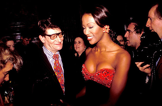2000: Yves Saint Laurent and Naomi Campbell at the Miro Exhibition in Paris.