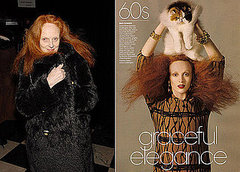 Karen Elson Pulls On Her Grace Coddington Face for Vogue August 2008
