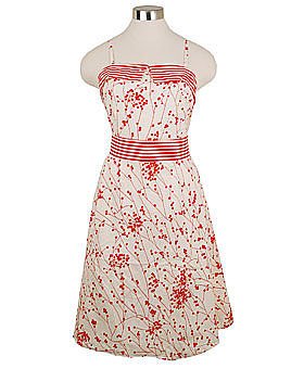 Retro Cherry Blossom Cotton Poplin Halter Dress ($49)