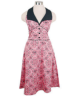 Pink Skull Bandana Halter Dress by Rock Steady ($59)