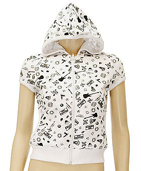 Music Print Puff Sleeve Hoodie Sweatshirt ($26)