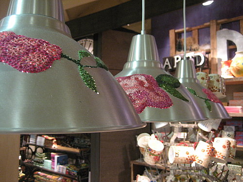 Cool Idea:  Embroidered Metal Lampshades