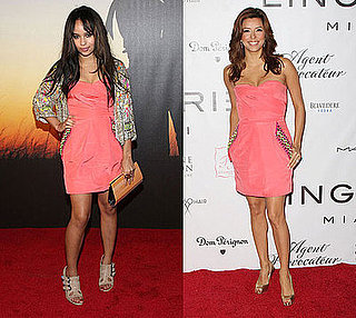 Eva Longoria and Zoe Kravitz Wear Coral Matthew Williamson Dress