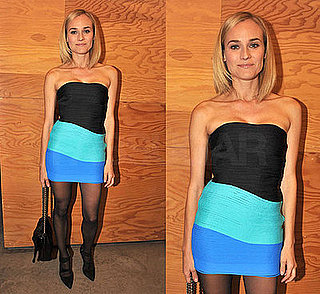 Diane Kruger Wears a Turquoise and Black Color Swirl Alexander Wang Dress to an Art Opening in NYC