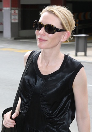 Actress Cate Blanchett Wearing Tortoise Sunglasses in Perth, Australia