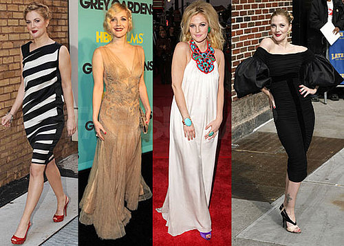Drew Barrymore's Various Outfits At Grey Gardens Premieres