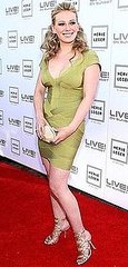 Photo of Hilary Duff Wearing Strappy Sergio Rossi Sandals at Herve Leger by Max Azria Spring Collection Preview