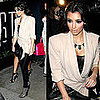 Kim Kardashian at STK's One Year Anniversary in LA Wearing Yves Saint Laurent Grid Boots and House of Harlow Necklace