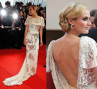 Diane Kruger Wears White and Silver Marchesa Gown to Inglourious Basterds Premiere at 2009 Cannes Film Festival