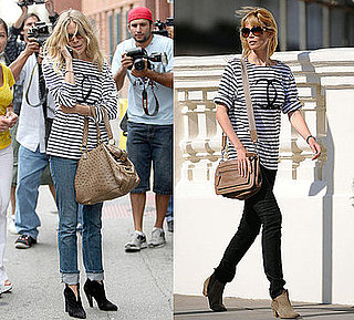 Claudia Schiffer and Sienna Miller Both Wear Black and White Striped Chanel T-Shirt