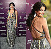 Actress Angie Harmon Attends Annual Chrysalis Butterfly Ball in Kaufman Franco Printed Maxi Dress With Brown Belt