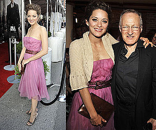 French Actress Marion Cotillard in Pink Strapless Christian Dior Dress at The Public Enemies Premiere in Chicago