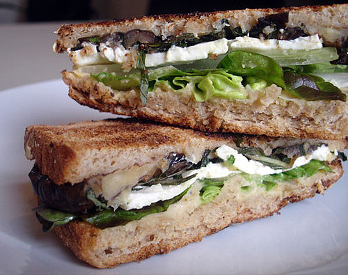 Recipe For Warm Eggplant Sandwich With Mint, Feta, and Hummus