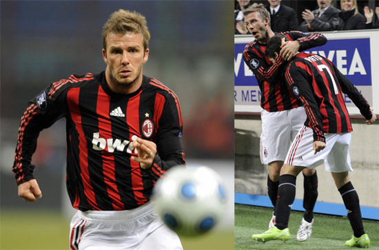 David Beckham Playing Soccer in Milan
