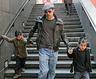 Photo of Brad Pitt with Sons Pax and Maddox in NYC
