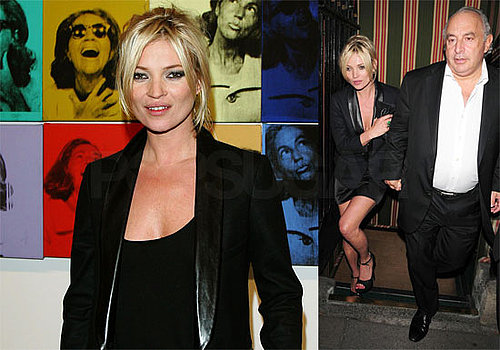 Photos of Kate Moss in Paris at Andy Warhol Exhibit, in London at Sir Philip Green's Birthday Party