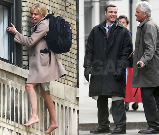 Angie and Liev on Set