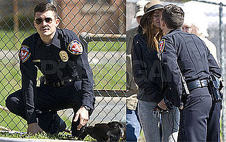 Photos of Orlando Bloom Kissing Miranda Kerr on the Set of Main Street in North Carolina