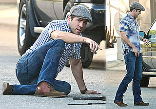 Photos of Ryan Reynolds Fixing Flat Tire in LA, Auctioning Off Wolverine Tickets For Charity