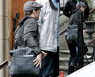 Photos of Brad Pitt Visiting Angelina Jolie on the Set of Salt in NYC