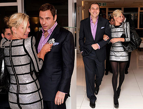Photo of Kate Moss and David Walliams at the Unveiling of 'White Light' Designed By Shaun Leane