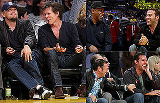 Photos of Leonardo DiCaprio, Kevin Bacon, Jeremy Piven, Denzel Washington, Adam Sandler at Lakers Game