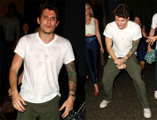 John Mayer Covered in Lipstick Kisses