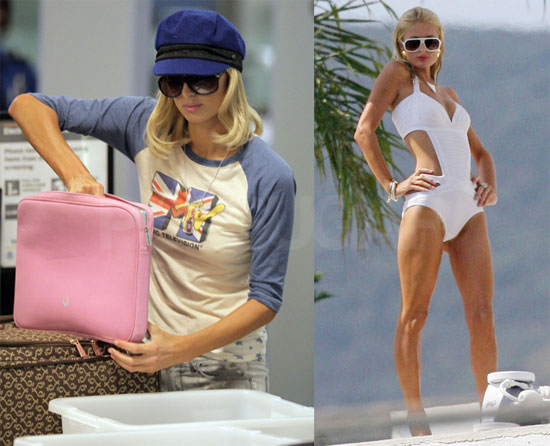 Paris in Swimsuit, at LAX