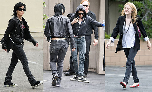 Photos of Kristen Stewart, Joan Jett and Dakota Fanning On The Set of The Runaways in LA