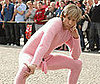 Slide Photo of Sacha Baron Cohen Wearing A Pink Outfit At the German Premiere of Bruno