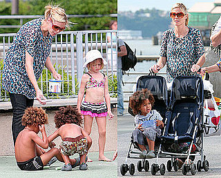 Photos of Pregnant Heidi Klum with Kids Henry, Johan and Leni Playing in NYC