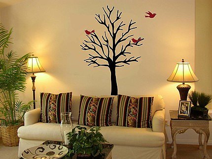 Bare Tree Vinyl Wall Decal with 3 Little Birds ($35) 
