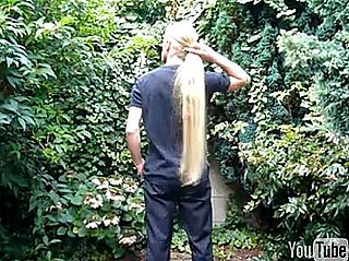Man Shows Off Long Blond Hair