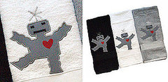 Robot Hand Towels From Shana Logic Feature Embroidered Robots
