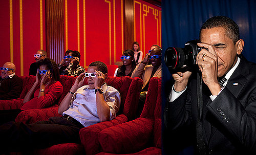 Photos of Barack Obama Shooting an SLR Camera and Family Wearing 3D Glasses