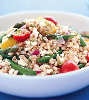 Recipe for Spring Farro Salad With Peas, Asparagus, & Feta