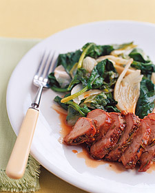 Fast & Easy Dinner: Honey-Glazed Pork With Wilted Greens Fast & Easy Dinner: Honey-Glazed Pork With Wilted Greens