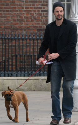 Photos of Watchmen Star Matthew Goode and His Boxer Puppy In Dublin, Ireland