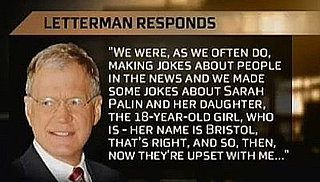 Letterman Apologizes For Joke About Palin's Daughter