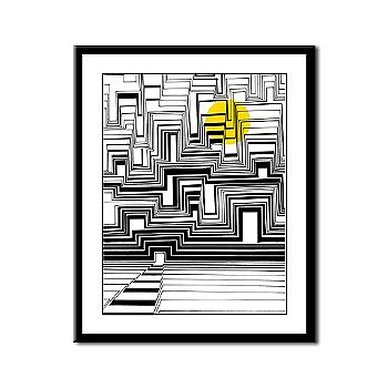 Moonlight City Abstract Art Framed Panel Print