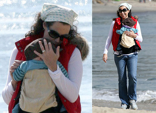 Photos of Minnie Driver With Baby Henry on the Beach