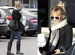 Nicole Richie with Balenciaga Bag and Hunter Wellies