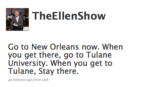 Tweet Nothings: Ellen DeGeneres Loves New Orleans!