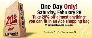 Sale Alert: 20 Percent Off at Ace Hardware