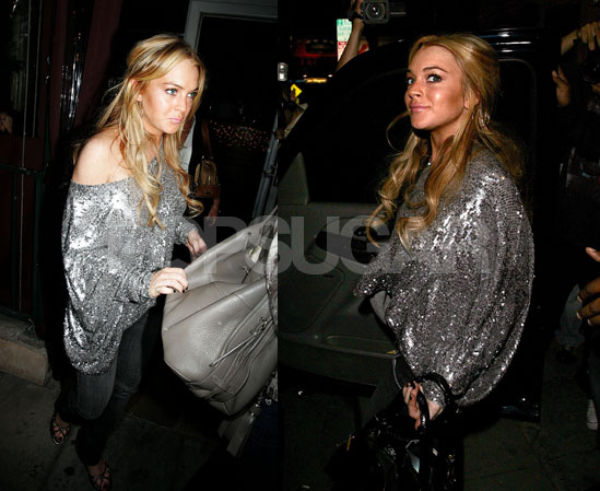 Glittery Lohan Hits The Town Running