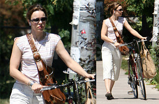 Rachel McAdams Takes Her Bike For A Walk