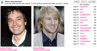 Play Celebrity Faceoff and Win a $100 Gift Card!
